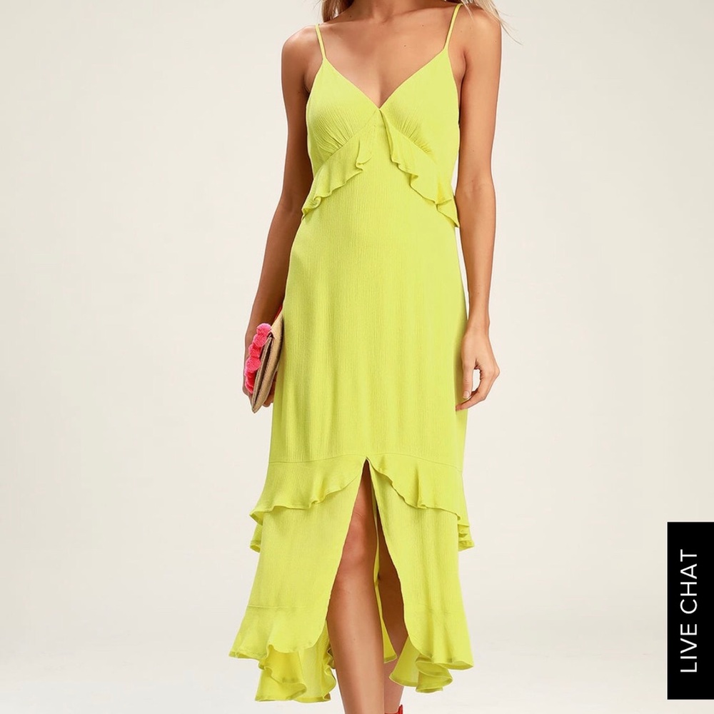 Lulus Island time lime green midi dress